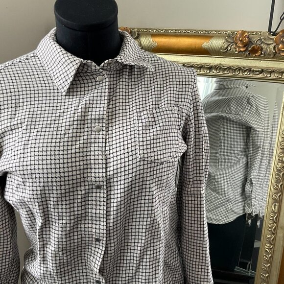 Elizabeth & James Check Button-Up Shirt Chest Pocket Long Sleeve Collared Size M - Picture 2 of 3